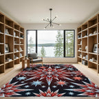 Crystalline Red Ice Starburst Arrangement Rug