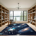 Cosmic Blue Galaxy Splatter Explosion Rug