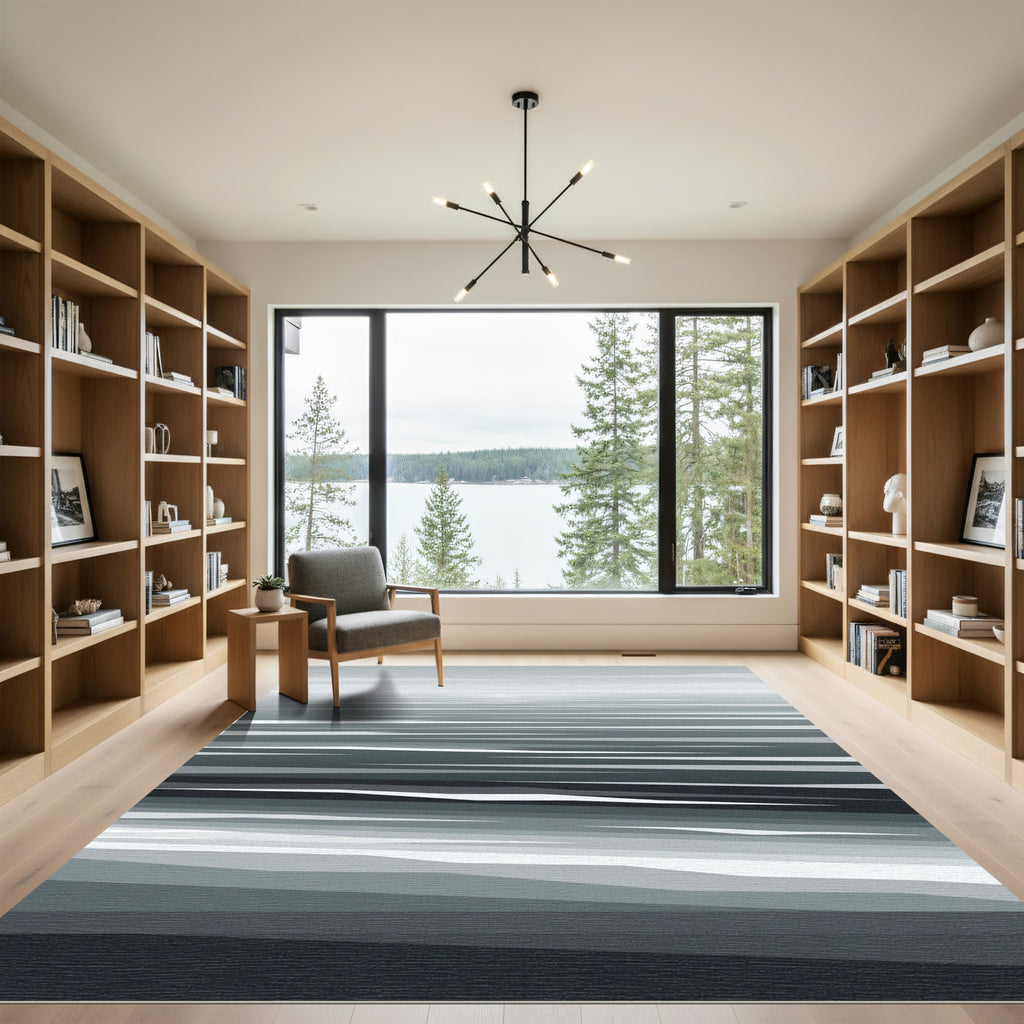 Monochromatic Abstract Horizontal Lines Rug