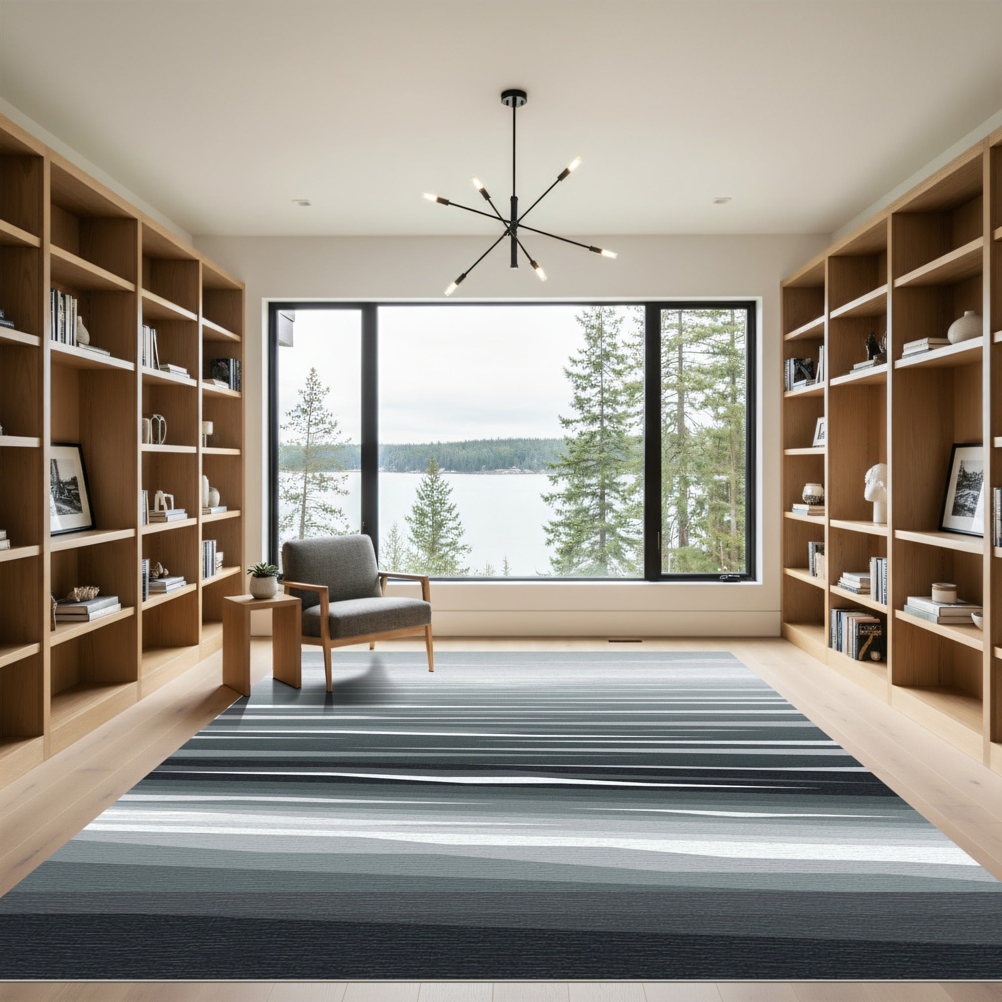 Monochromatic Abstract Horizontal Lines Rug
