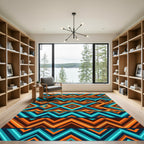 Aztec Inspired Geometric Chevron Stripes Rug
