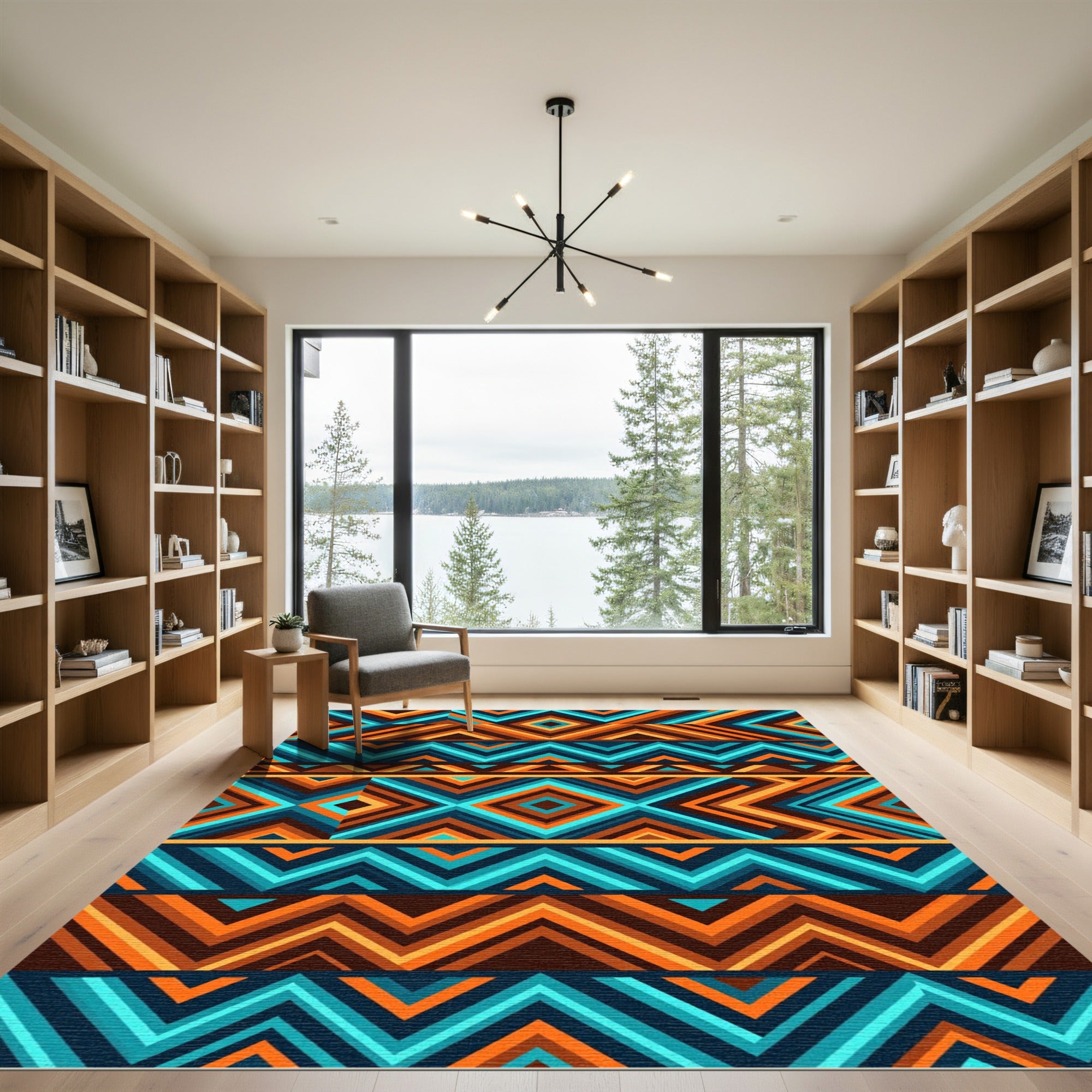 Aztec Inspired Geometric Chevron Stripes Rug