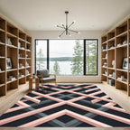 Blush and Charcoal Geometric Interlocking Lattice Rug