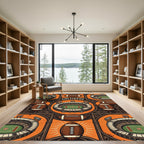 Vintage Orange Football Stadium Art Rug