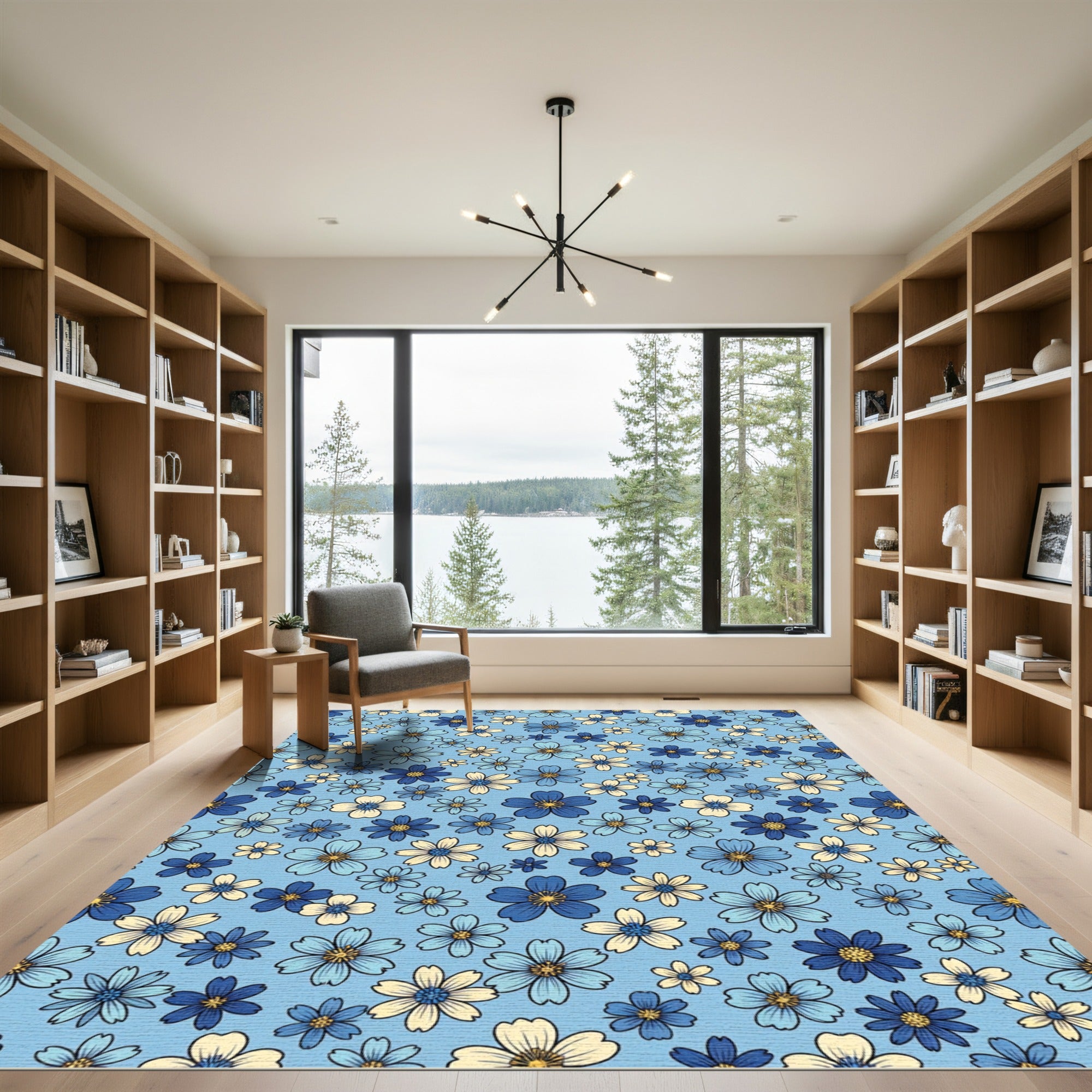 Blue Floral Medley Scatter Rug