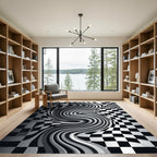 Monochromatic Optical Illusion Swirl Rug