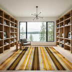 Distressed Amber Golden Ochre Vertical Stripes Rug
