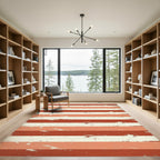 Distressed Burnt Orange and Cream Horizontal Stripe Rug