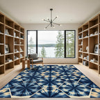 Indigo Tie Dye Hexagonal Burst Rug