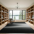 Abstract Black Gray Streaks Rug