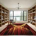 Dramatic Red Stage Spotlight Rays Rug