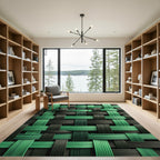 Bold Emerald and Charcoal Woven Grid Rug