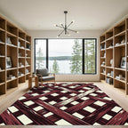 Dark Crimson Woven Lattice Grid Rug