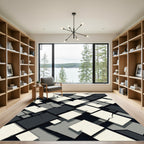 Monochrome Geometric Fracture Abstract Block Rug