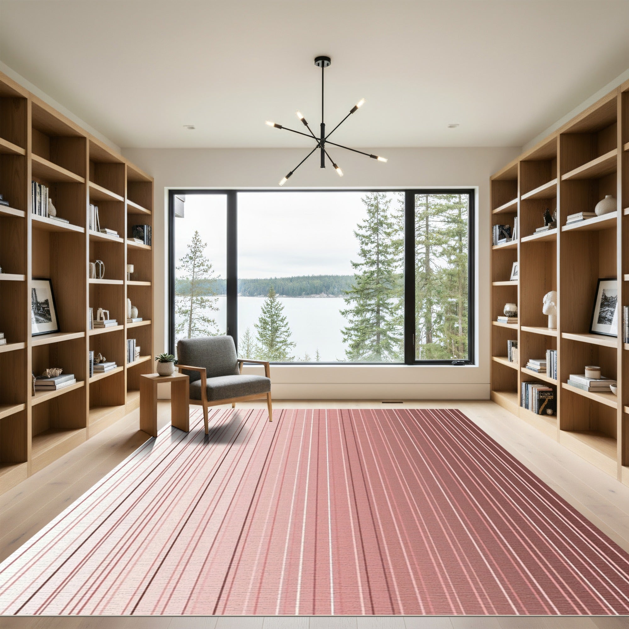 Rose Gold Vertical Stripe Gradient Rug