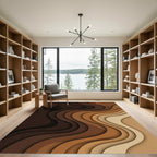 Earthy Brown Layered Abstract Waves Rug