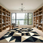 Modern Monochrome Geometric Triangle Block Rug
