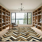 Modern Neutral Herringbone Chevron Rug