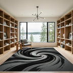 Monochromatic Brushstroke Swirl Rug