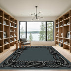 Nautical Rope Knot Border Rug
