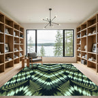 Earthy Fern Tie Dye Chevron Rug