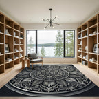 Elegant Silver Filigree Floral Medallion Rug
