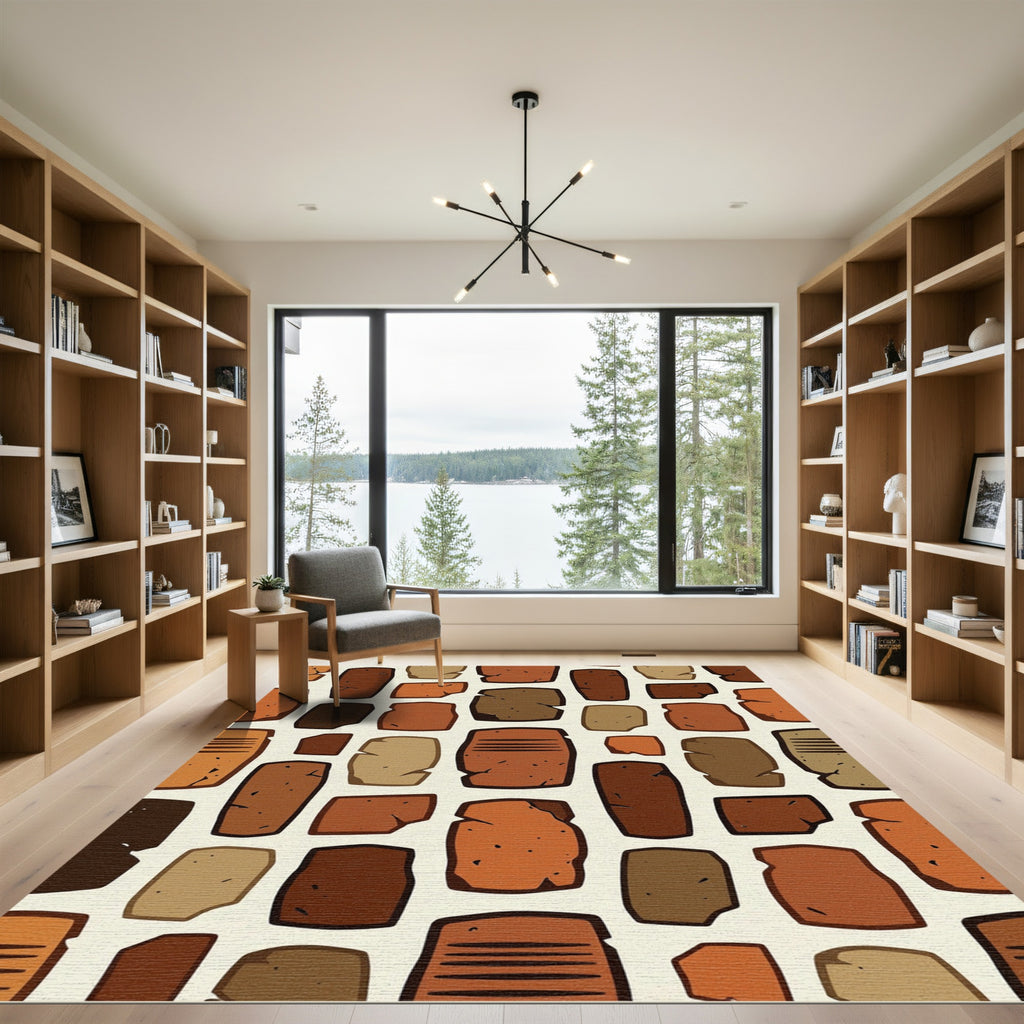 Terracotta Earth Tones Stone Shapes Rug