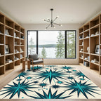 Teal Starburst Constellation Medallion Rug