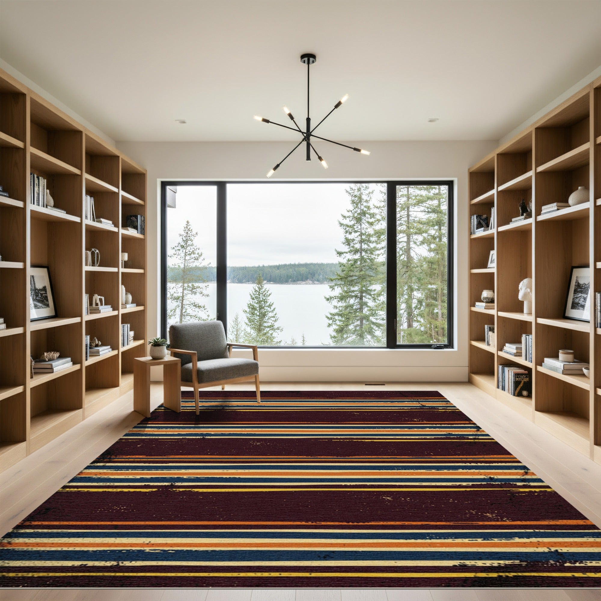 Rustic Multi Stripe Textured Rug