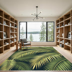 Lush Green Palm Fronds Verdant Background Rug