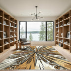 Earthy Wheat Floral Burst Rug