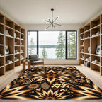 Expansive Brown Sunburst Tribal Rug
