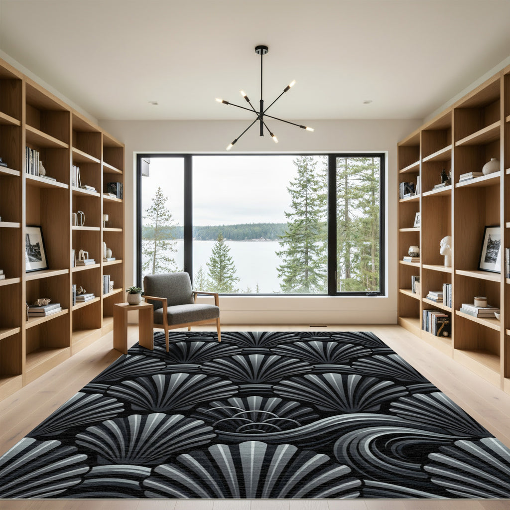 Monochromatic Shell Waves Accordion Arrangement Rug