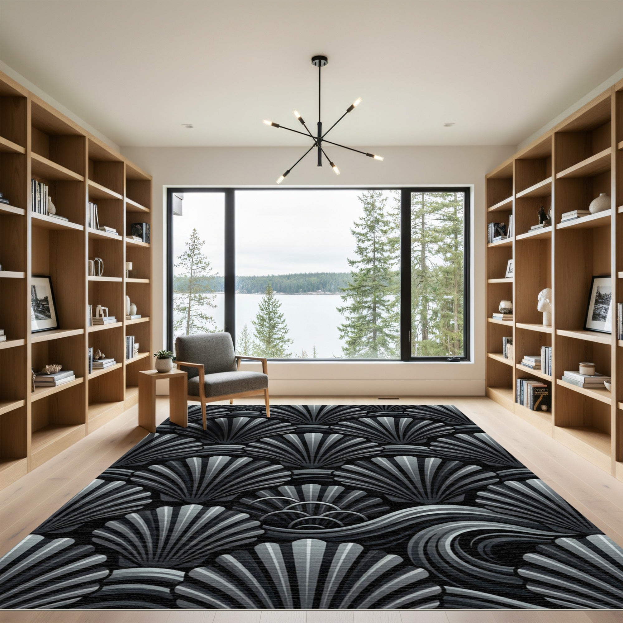 Monochromatic Shell Waves Accordion Arrangement Rug
