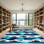 Coastal Blue Striped School of Fish Rug