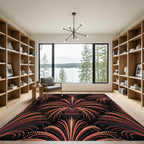 Art Deco Coral Fountain Radiant Burst Rug