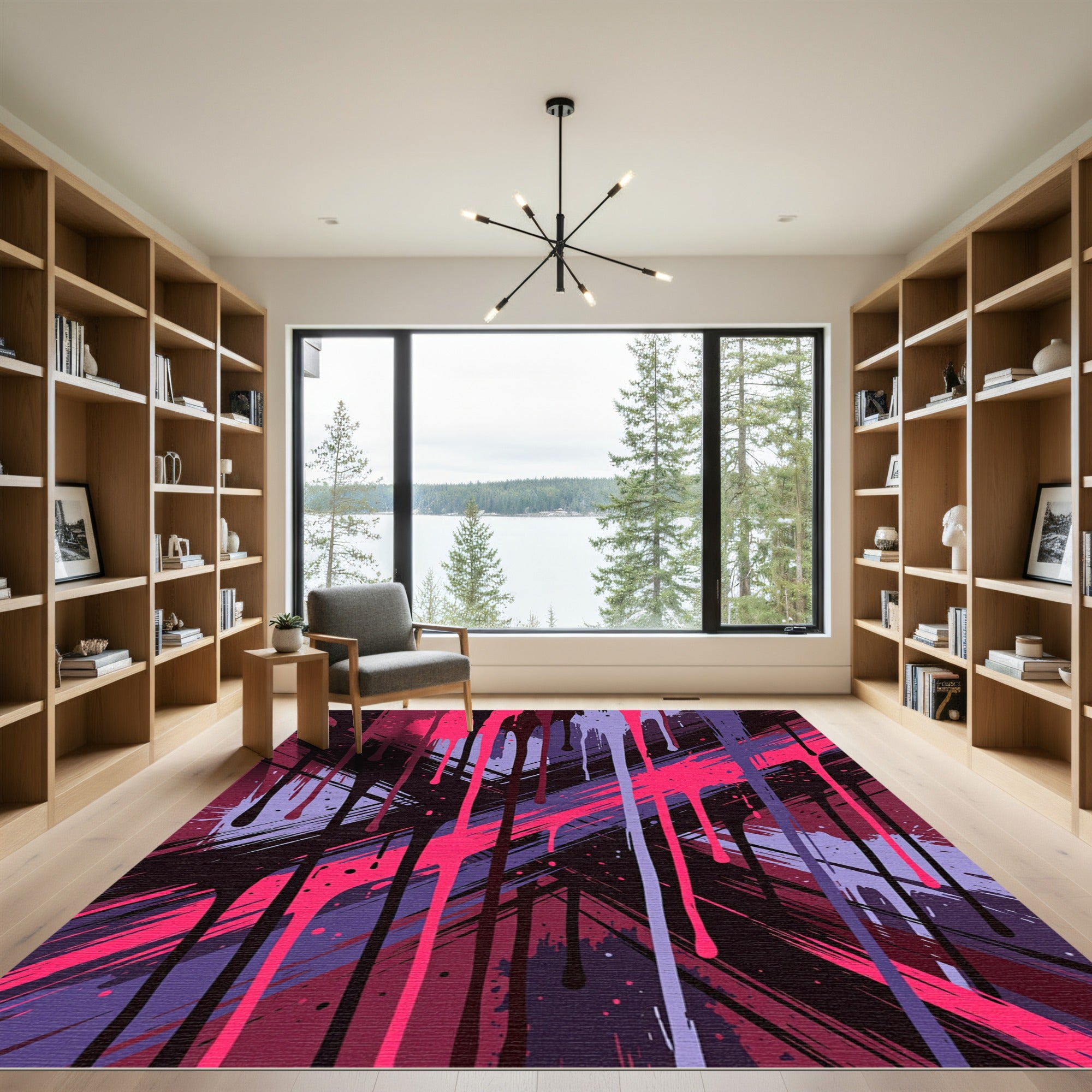Vibrant Pink and Purple Abstract Drip Rug