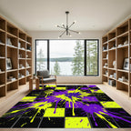 Electric Neon Splatter Checkered Rug