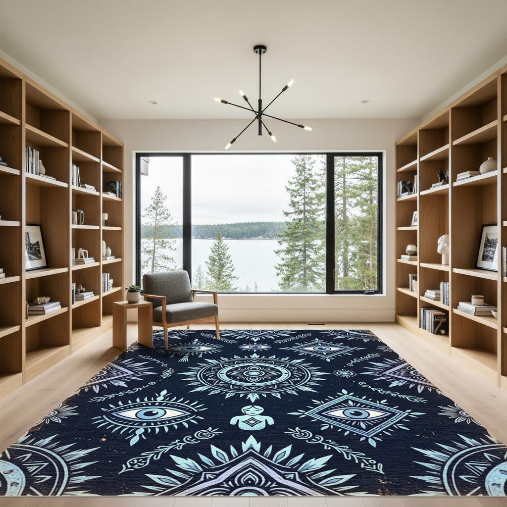 Mystic Indigo Celestial Eye Medallion Rug