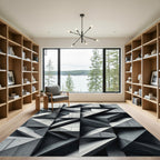 Geometric Concrete Facet Sculpture Rug