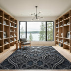 Ornate Gray Floral Arabesque Rug