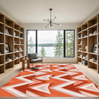 Coral Orange Zigzag Chevron Arrows Rug