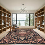 Ornate Rose Gold Floral Scrollwork Rug