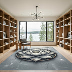 Metallic Gray Zen Lotus Medallion Rug