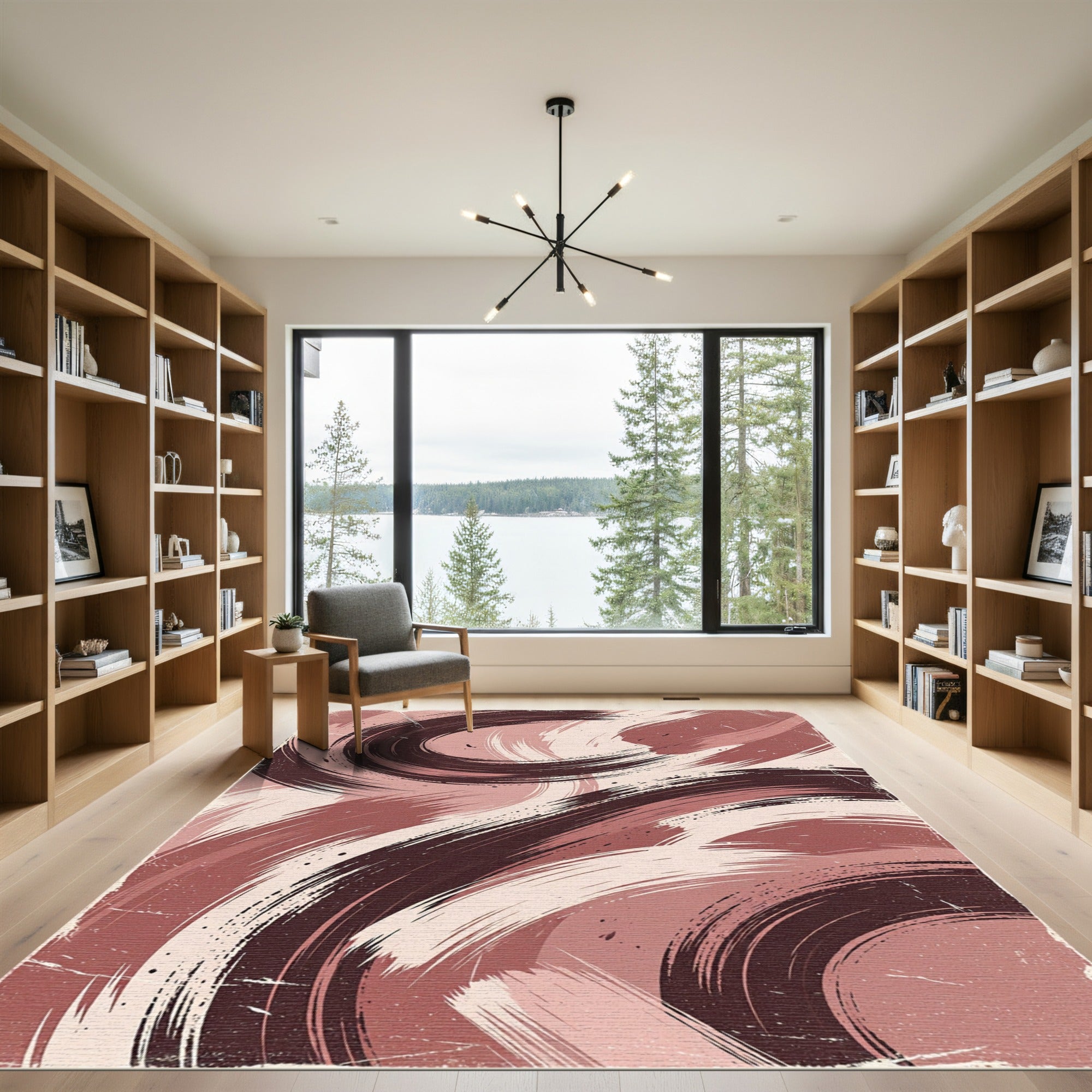 Earthy Swirl Brushstroke Artwork Rug