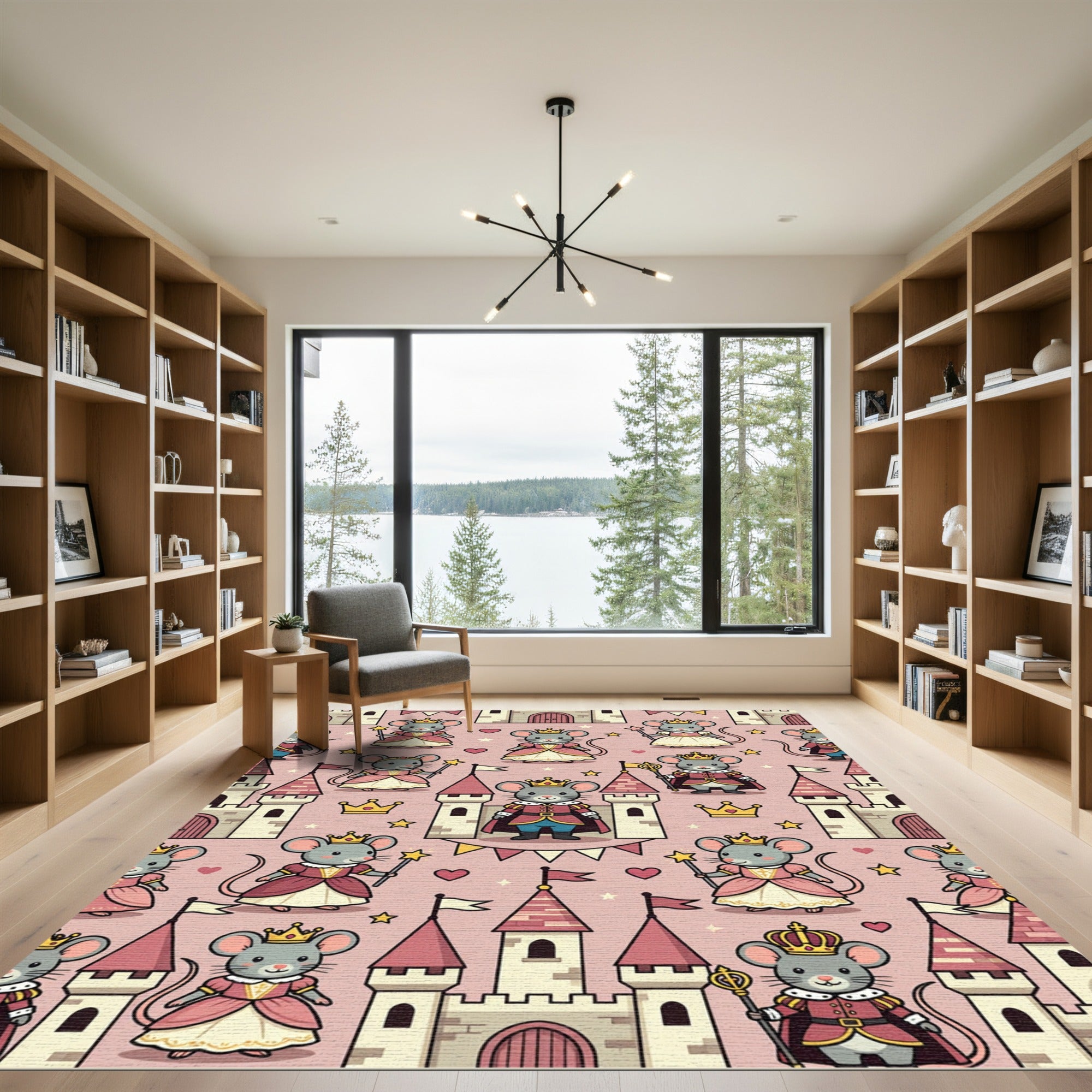 Whimsical Royal Mice and Castle Wallpaper Rug