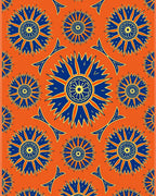 Bright Blue Sunburst Floral Medallion Rug