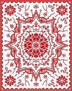 Crimson Snowflakes Starburst Rug