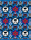 Bold Blue Red Emblem Medallion Rug
