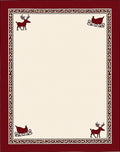 Crimson Reindeer Sleigh Border Rug
